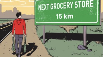 Next Grocery Store 15 km away road sign